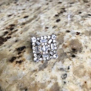 Elizabeth Cole crystal & brass square ring